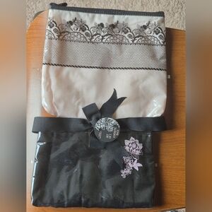 New! Simple Pleasures Floral Lace Printed Cosmetic Bag Set 2 Pcs.